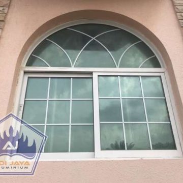 Jasa Jendela Aluminium Lengkung Fasad Ruko Gratis Pasang