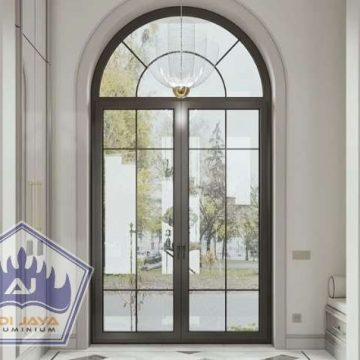 Jasa Pintu Aluminium Lengkung Hitam Doff Premium