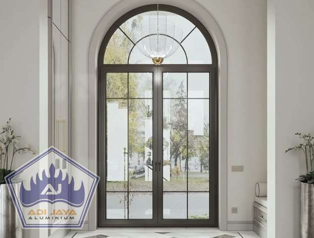 Jasa Pintu Aluminium Lengkung Hitam Doff Premium